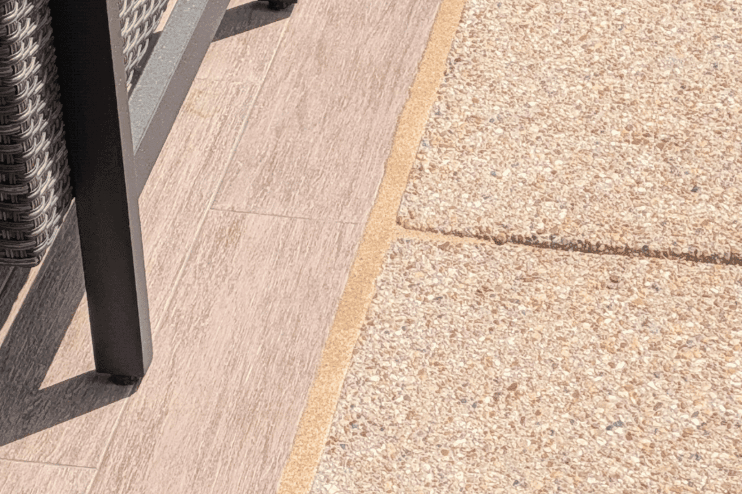 Pool patio mastic repair example with a clean finished joint line