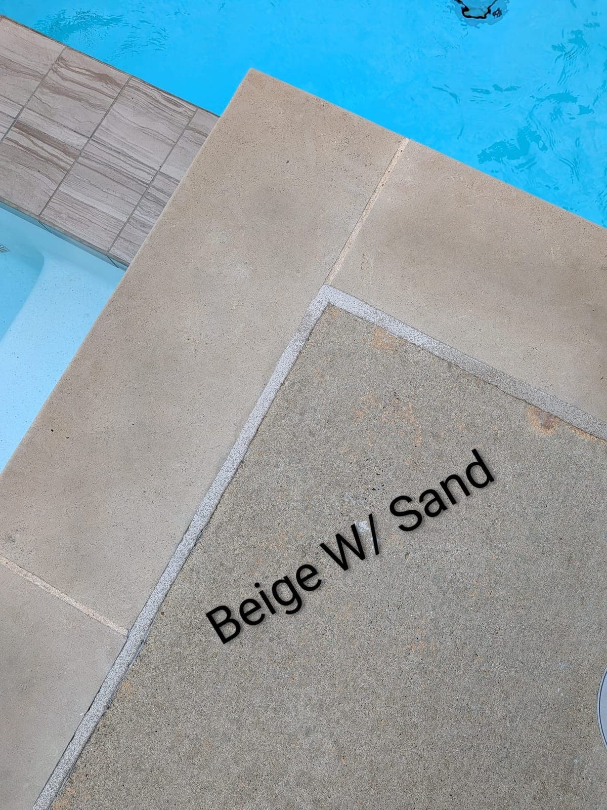 Sika Beige with Sand pool mastic sealant color example — textured sand finish