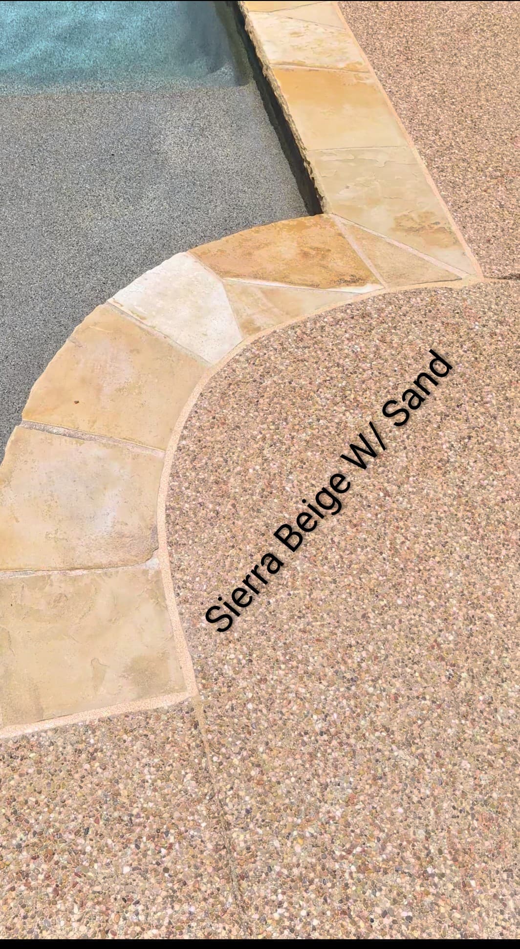 Sika Sierra Beige with Sand pool mastic sealant color example — textured sand finish
